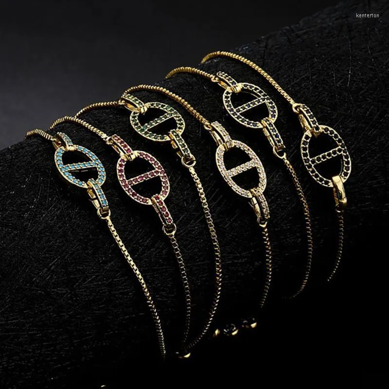 Chaîne à maillons Design Unique gothique géométrique bracelet à breloques pour femmes fille coloré CZ bijoux de mariage cadeau Kent22