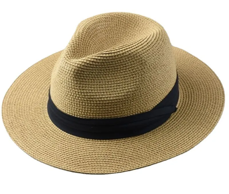 Large Size Wide Brim Straw Fedora Hat Adjustable... From  display picture 1