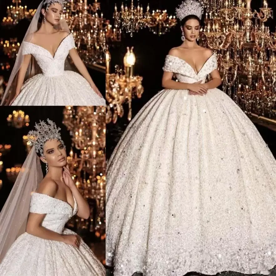 Свадебное бальное платье Платья с кристаллами и бисером длиной до пола с открытыми плечами на заказ Дубай Vestidos De Novia размера плюс