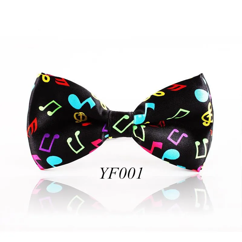 Bow Ties Fashion Note Musical Note Bowtie Black Music Pattern Tie للرجال للنساء