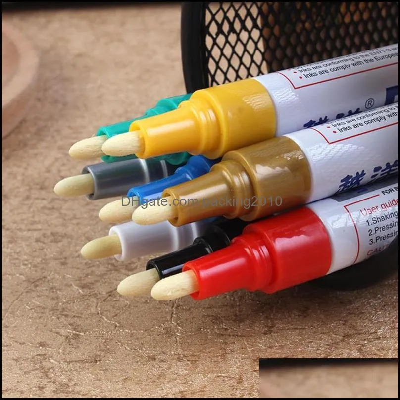 12 Colors Paint Marker Pen Fade-proof Car Tyre Tire Tread CD Metal Permanent Markers Graffti Oily Macador Caneta Stationery Whiteboard