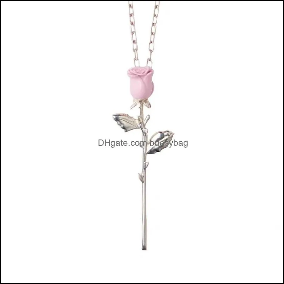 Silver Heart Pendant Necklace Ambush Young Black Rose 925 Sterling  