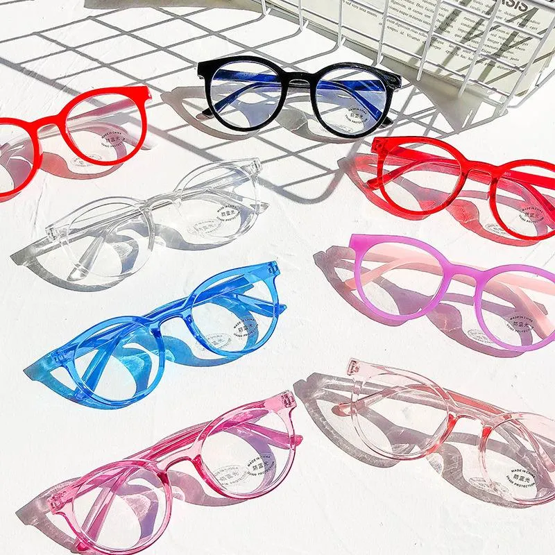 Güneş gözlüğü 1pc çok renkli mavi ışık pc çerçeve gözlükler, şeffaf göz camları engelleyen gözlükler çocuklar için bilgisayar gözlükleri çocuk