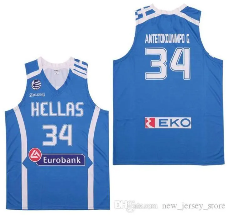 Greece Giannis Antetokounmpo 34 Basketball Jersey Stitched Polyester Blue White S XXXL From New jersey store 17.01 DHgate.Com