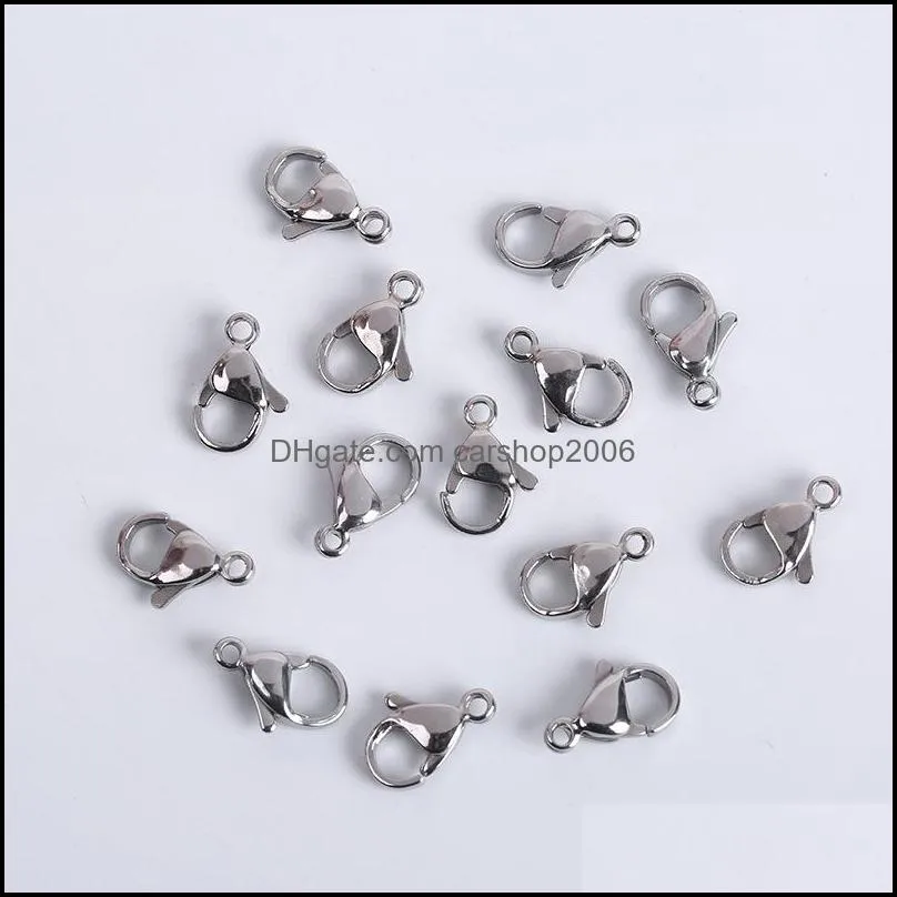 20Pcs/Lot Stainless Steel Lobster Clasps For Jewelry Making Necklace Bracelet Finding End Clasps Connectors Hooks Accessories 1379 Q2