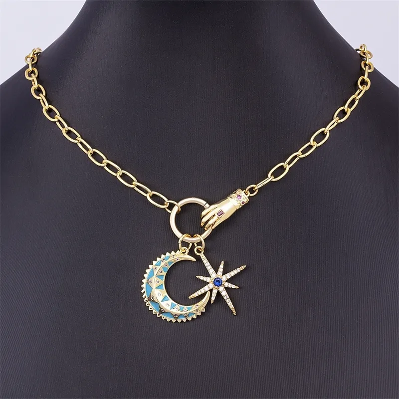 Collier ras du cou en chaîne dorée Vintage pour femme, pendentif lune et étoile, Punk, métal créatif, bijoux classiques de fête d'anniversaire