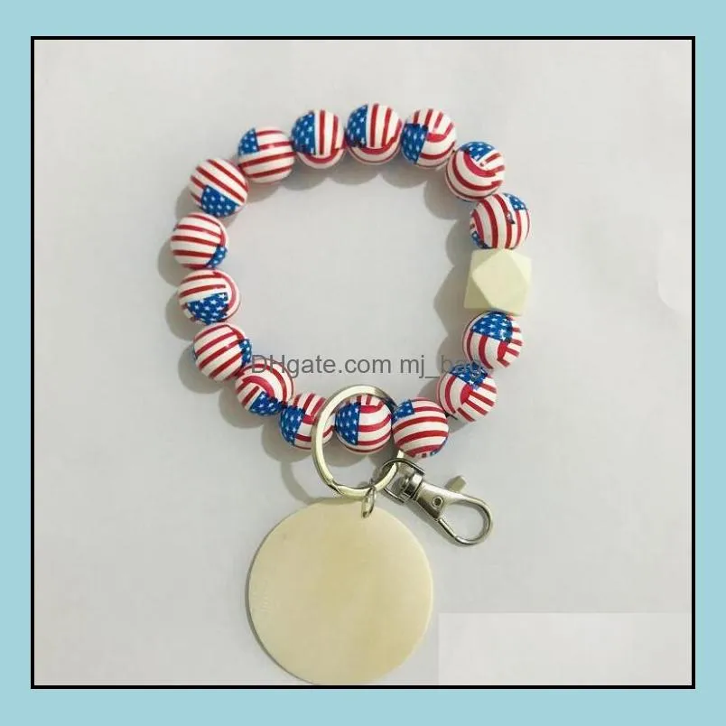 diy beaded bracelet keychain pendant party favor sports ball soccer baseball basketball wooden bead bracelet sn4475