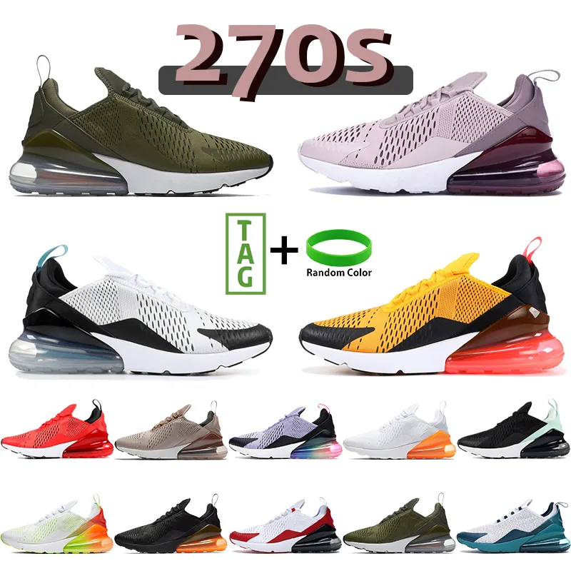 2022 Män Running Shoes 270s Sneakers Barely Rose University Gold Triple Black White Lime Blast Medium Olive Fashion Mens Shoe Women Trainers