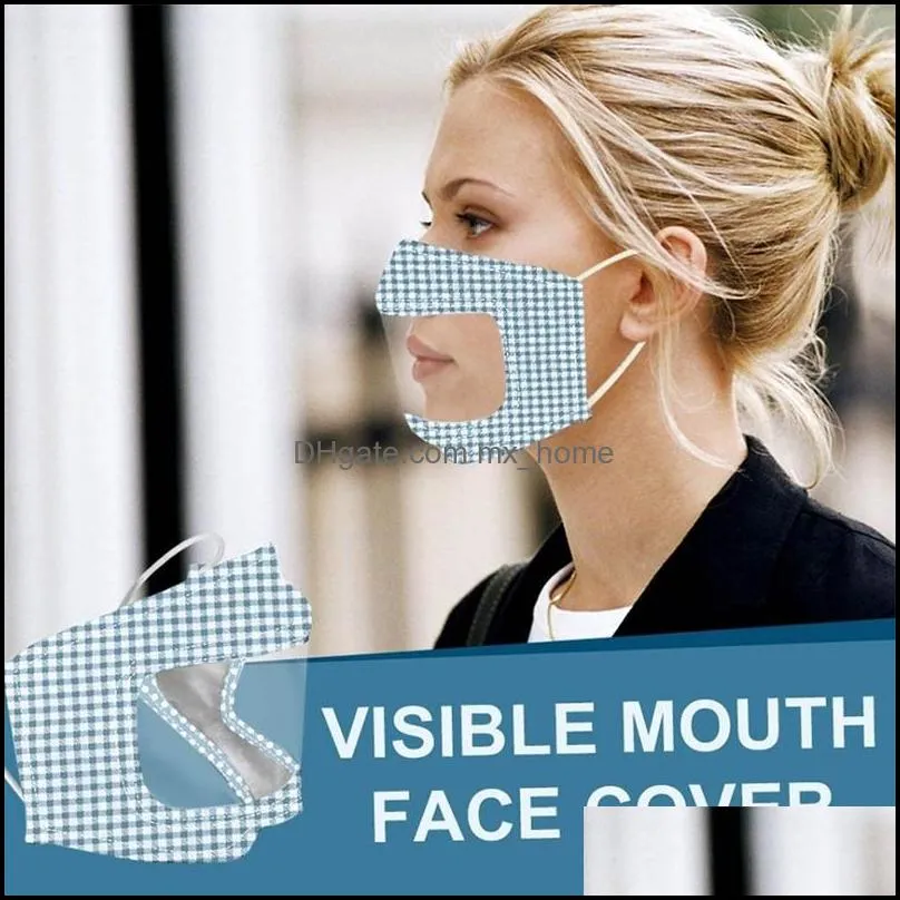 2021 New Lip language Face Masks daze proof clear soft PET visable mouth face cover mask fashion washable resuable masks