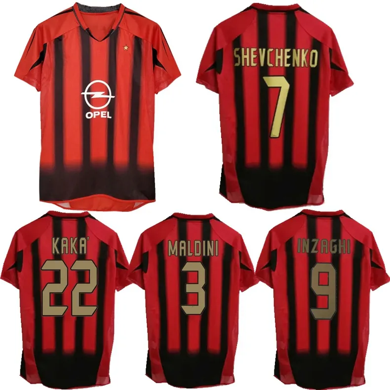 2004 2005 Shevchenko Rui Costa Pirlo Kak￡ camisa de futebol retrô 04 05 Milan Inzaghi Gattuso Seedorf Maldini Stam Cafu Nesta camisa de futebol clássica vintage ac