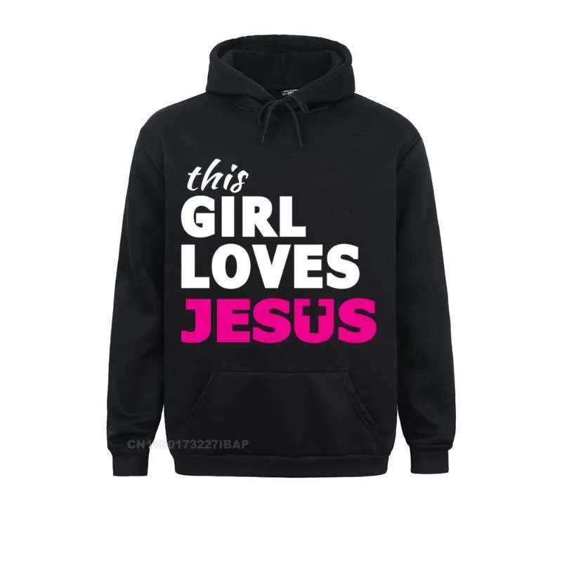 Mäns Hoodies Sweatshirts Denna tjej älskar Jesus Faith Based Quote Christian Pullover Hoodie Senaste Normala Kvinnor Sportkläder Fitness