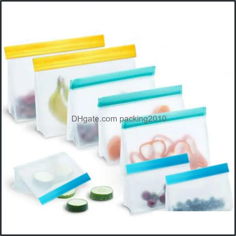 Food Storage Bag Frosted PEVA Silicone Kitchen Preservation pouch Reusable Freezer-Bag Zipper Upgrade Leak-proof Top Fruit Bags