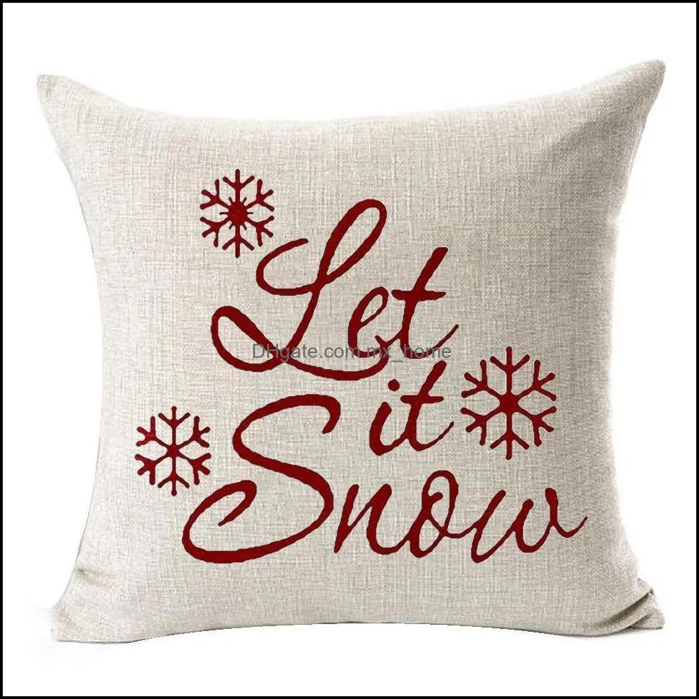 45*45cm Christmas Snowflake Cushion Covers Linen New Year Home Sofa Throw Pillow Case Christmas Decoration Pillow Cover Party Supplies