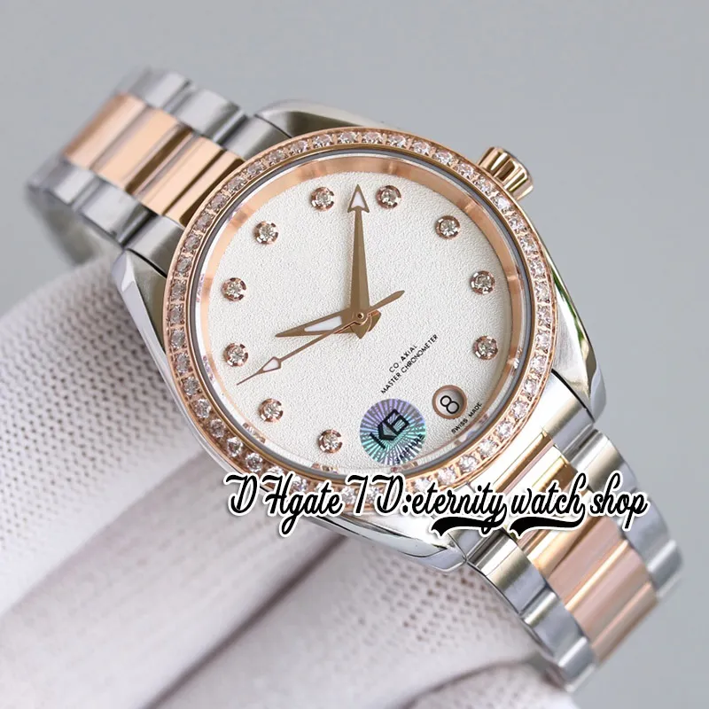 Orologio donna automatico RWF Aqua Terra 150M A8800 220.20.34.20.52.001 34MM quadrante bianco lunetta con diamanti cinturino in acciaio inossidabile