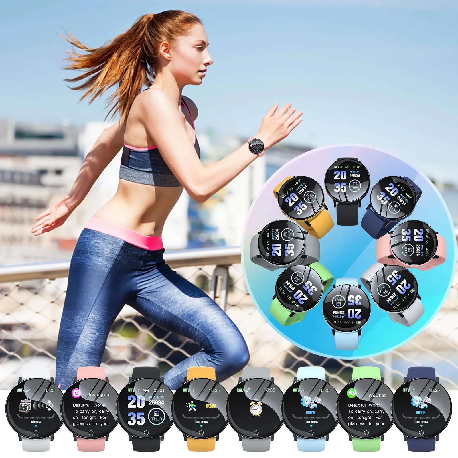 119s 1.44in Macaron couleur montre intelligente hommes femmes Sport Smartwatch Fitness Tracker horloge électronique montre étanche