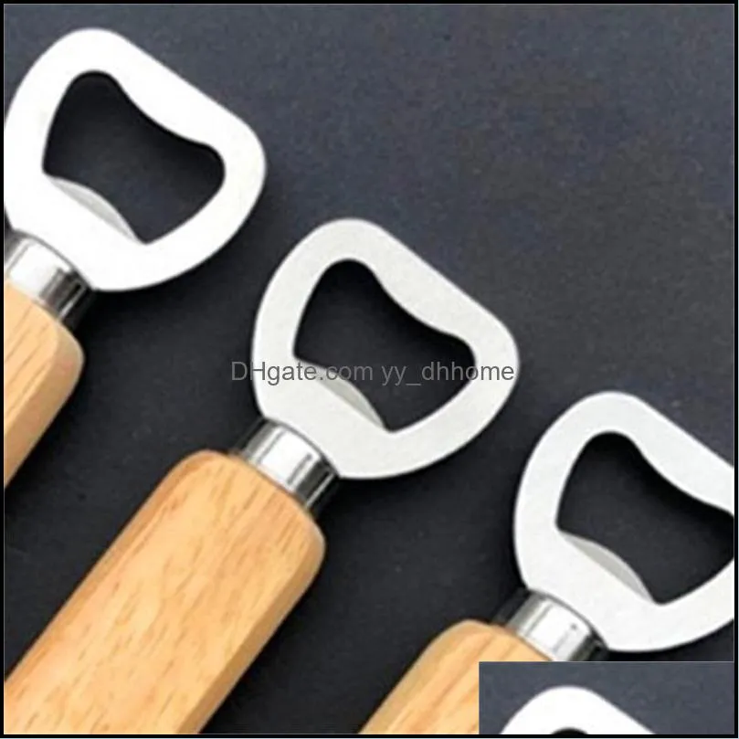 Stainless Steel Beer Bottle Opener Wooden Handle Smooth Strong Solid Wood Bar Restaurant Bottles Openers Household Kitchen 1 45lx F2