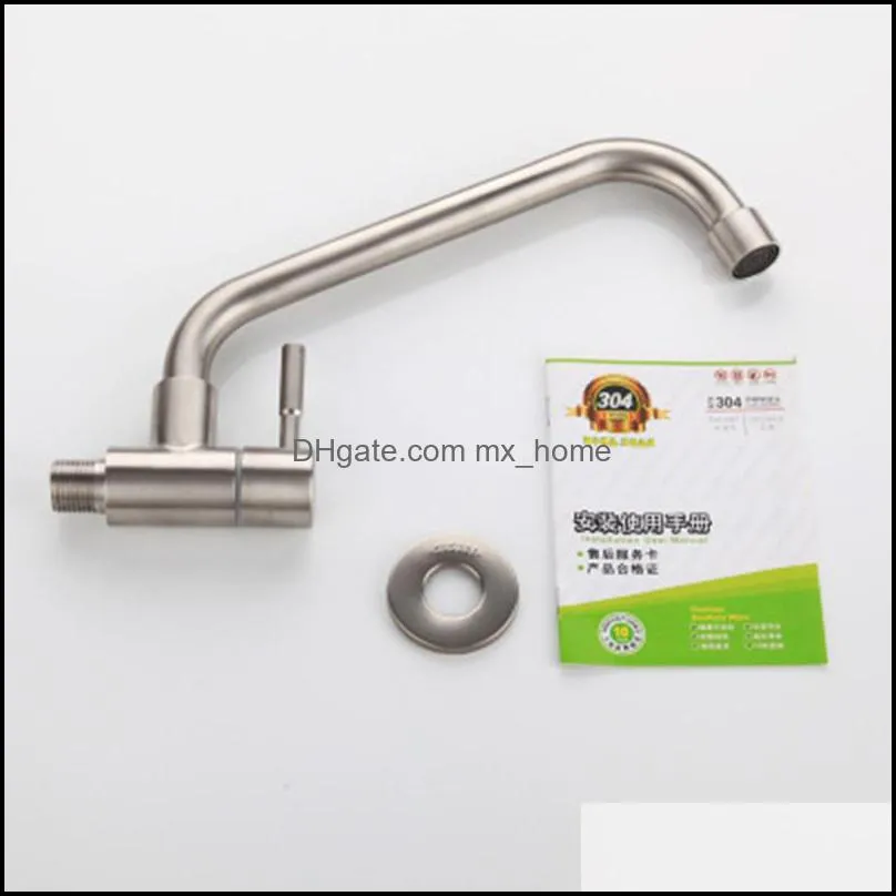 304 stainless steel wall-mounted single cold faucet kitchen water tank lead-free horizontal single cold faucet