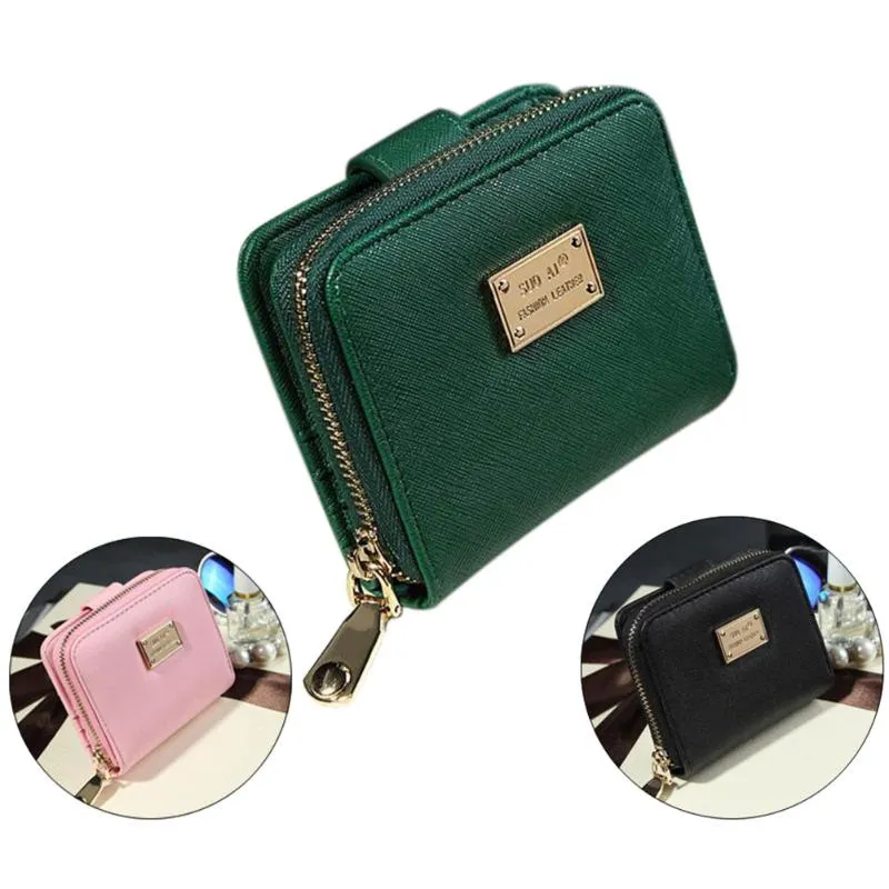 Wallets Women PU Leather Short Wallet Cards Holder Small Zipper Bag Purse