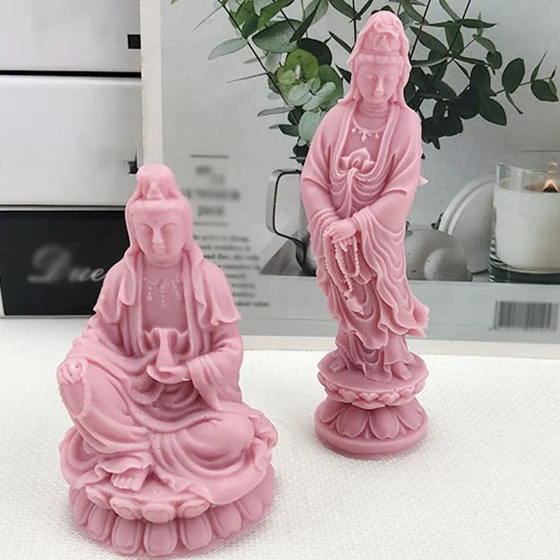 Zanaat Araçları Guanyin Buddha heykel mum silikon kalıp kek kalıpları reçine sabun kalıp hediyeleri malzemeleri ev dekorasyoncraf