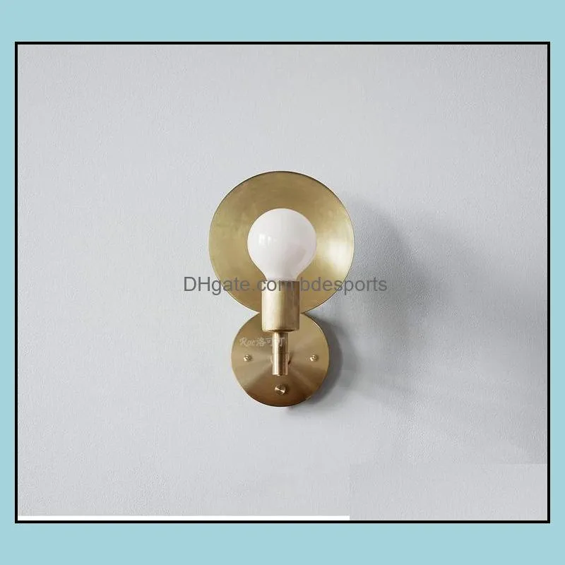 Quality brass cone Wall Sconce copper corner arm Wall Lamp Fixture minimalist bedroom corridor living room indoor decoration