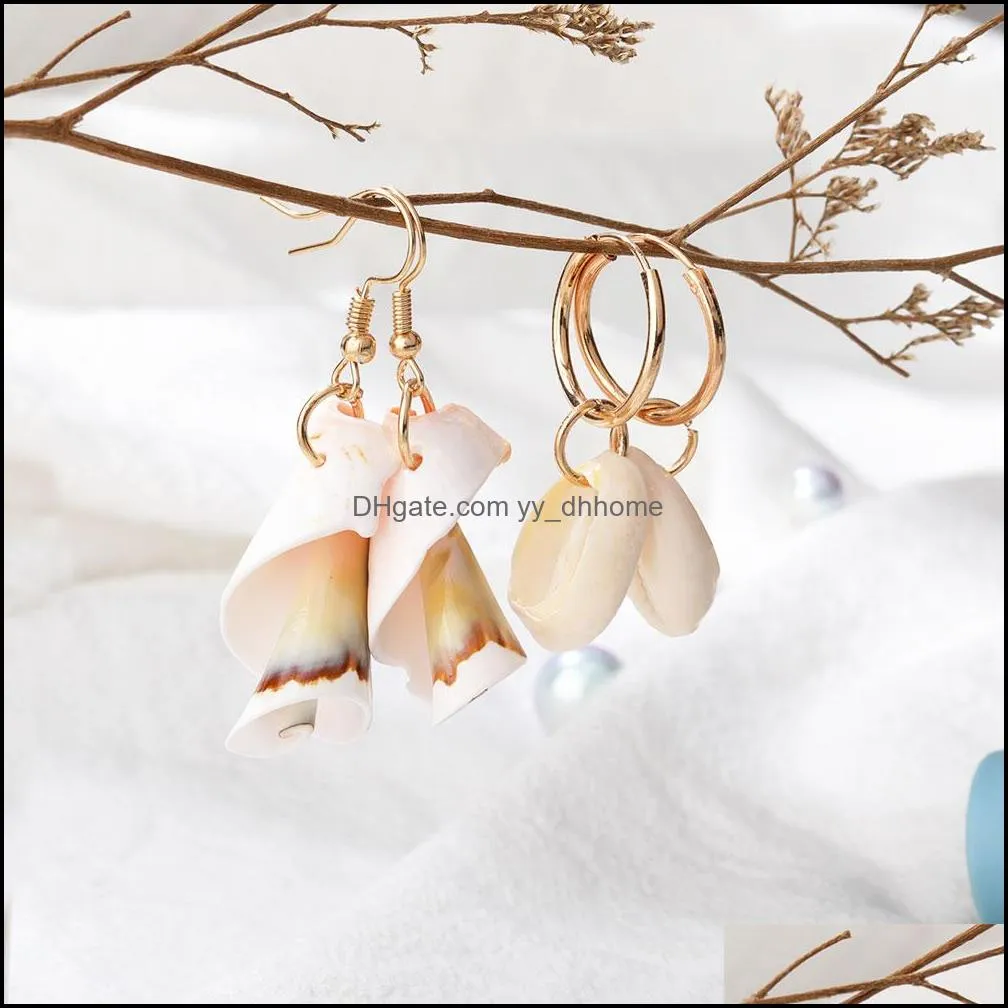 Bohemian Elegant Gold Beach Shell Earring Love Heart Dangle Earrings for Women Summer Jewelry