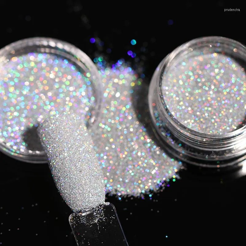 Nail Glitter 1 Box Gray Bradient Shiny Powder Iridescent Sparkly Art Chrome صبغة Silver DIY DRID22