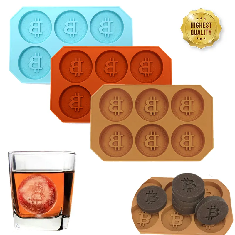 Verktyg 6 Chocolate Silicone Bitcoin Mold Ice Cube Fondant Patisserie Candy Mold Cake Mode Dekoration Moln Bakning Tillbehör