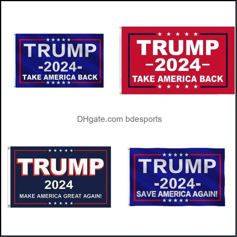 Banner vlaggen Feestelijke feestbenodigdheden Home Garden 2024 Presidenti￫le Amerikaanse vlag Algemene verkiezingscampagne voor Save America opnieuw Banners 90x150c