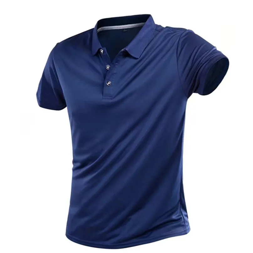 Polo Shirt Men Casual Solid Short Sleeve Slim Breathable Summer Sportswear Quick Dry Jerseys Tops Camisa s 4XL 220606