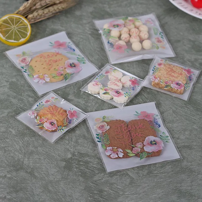 Gift Wrap Peach Blossom Pattern Bread Baking Supplies Biscuits Packaging Packing Bag Candy Cookies Package Food Grade PlasticGift