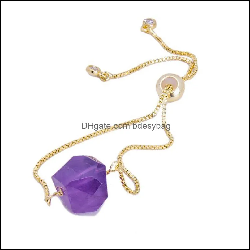 charm bracelets natural rough amazonite quartz mineral healing calm energy precious stone adjustable gold color dainty link for