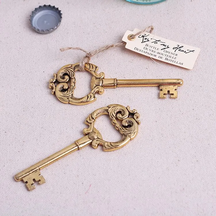 Key to My Heart Vintage Key Bottle Opener Gold Faveurs de mariage et cadeaux Invités de fête Présente SN4477