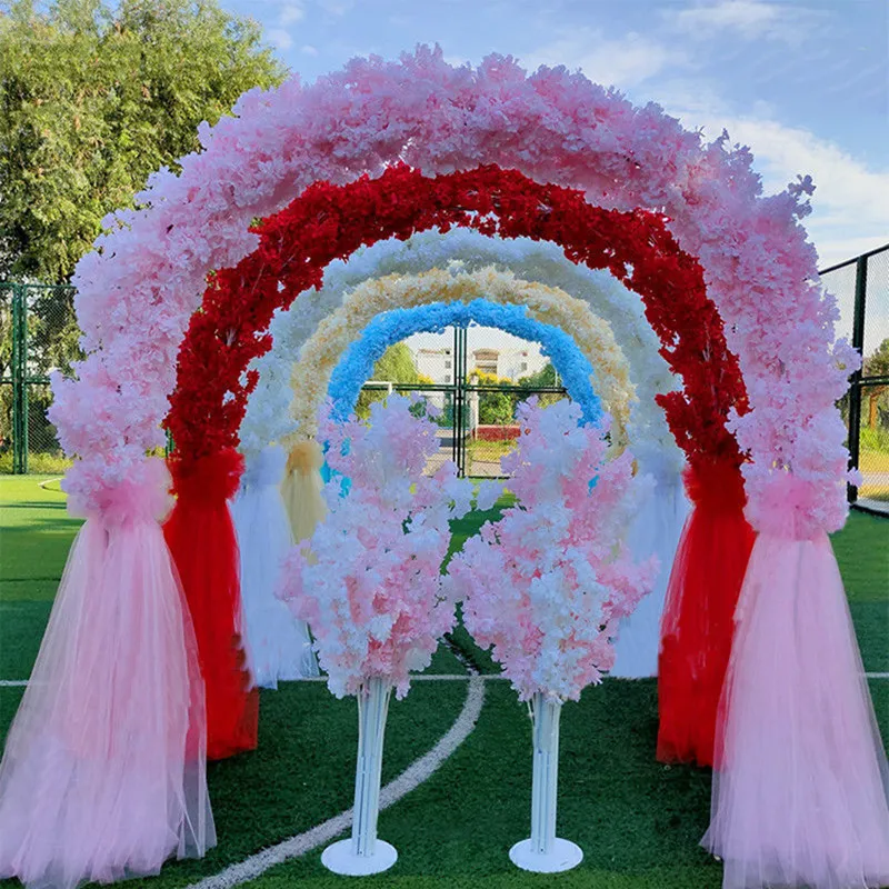 Elegant Wedding Decoration Cherry Blossom Arch Metal Bow Road Guide Party Background DIY Props Site Layout