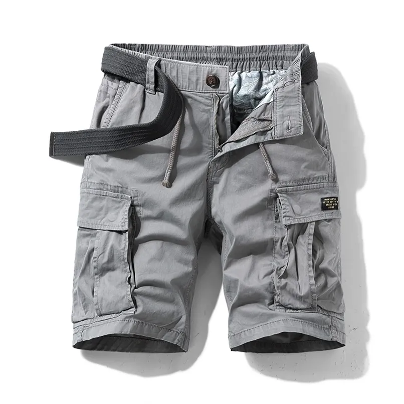 Мужская летняя хлопковая армия тактическая грузовая мода Хаки Многолетняя неработающие короткие брюки свободные шорты мужчины 220610