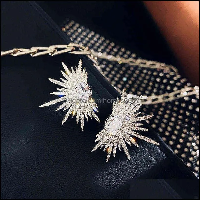Earrings Charm Shiny Star Crystal Stud for Women Full Rhinestone Party Weddings Jewelry Gifts 220122