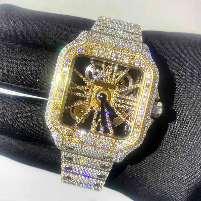 Aangepaste rapper hiphop sieraden heren Vvs diamanten kijken naar Iced Out Moissanite horloges