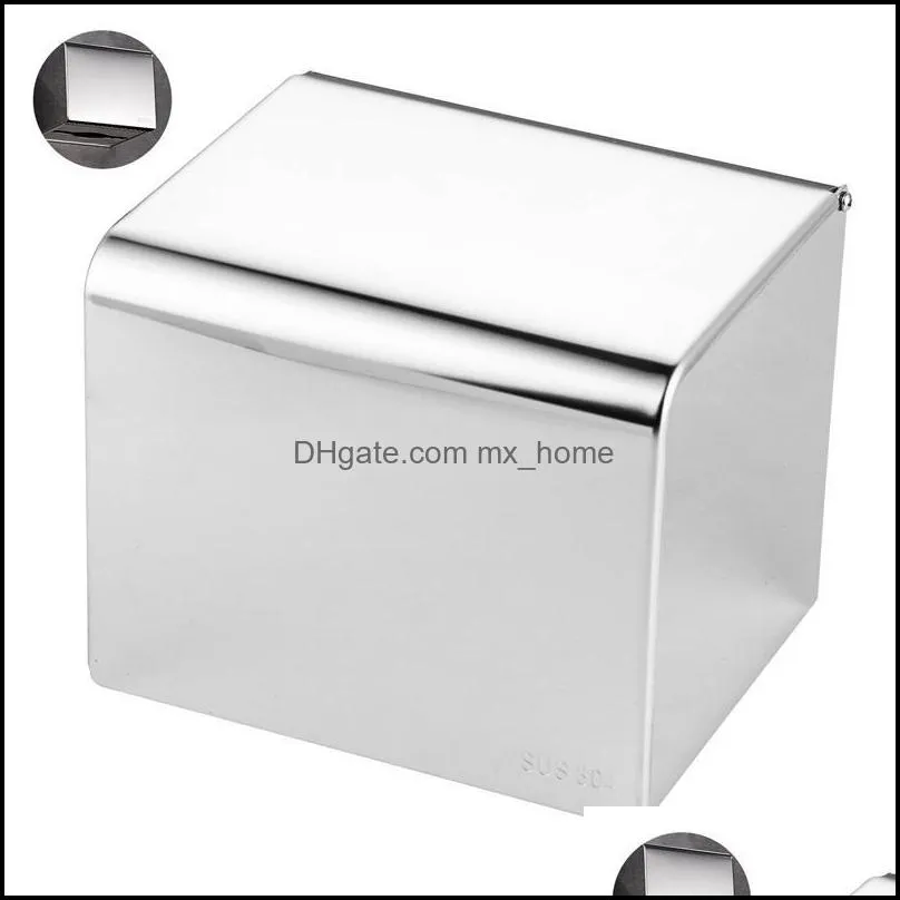 Tissue Boxes & Napkins Toilet Paper Holder Stand Wall Stick Stainless Towel Dispenser Free Punching Storage Box Roll