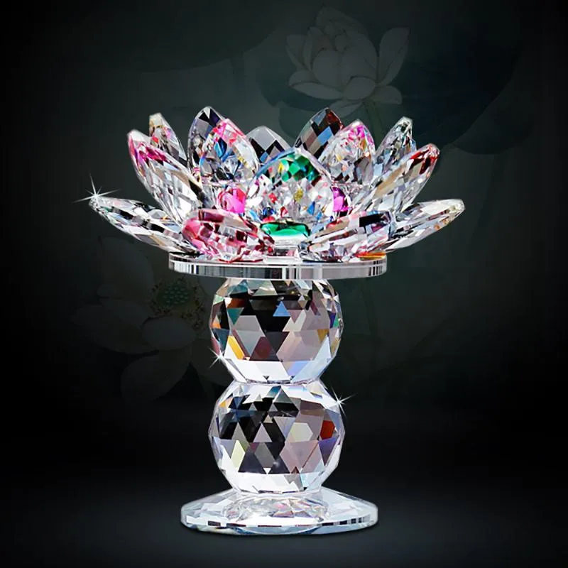 Candle Holders Colorful Crystal Lotus Tea Holder 4.5 Inch For Home Decor Buddhist Prayer GatheringCandle