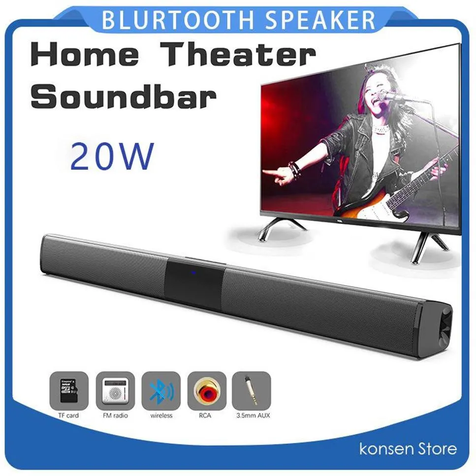 Soundbar 20W Bluetooth TV Bar Wireless Home Theatre System suster for pc Stereo Bass Speaker Prounding250g