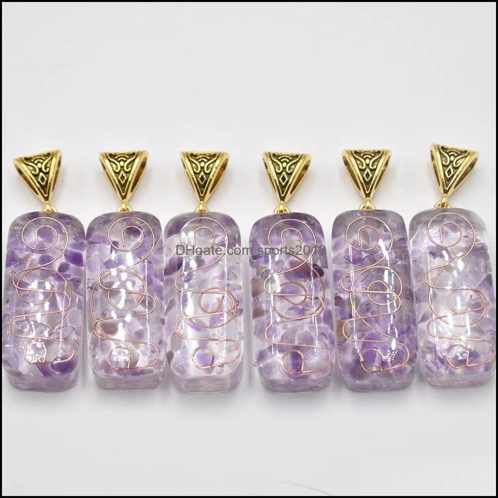 41x17x11mm retro amethyst natural stone charms pillar pendant wholesale diy necklace jewelry making sports2010