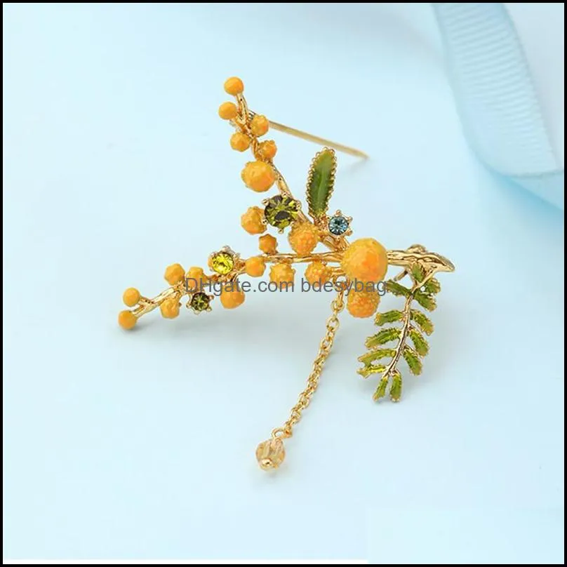 Pins Broschen Schmuck Kreatives Produkt Modetrend Pflanzenbrosche Edle Und Elegante Einfache Temperament Wilde Mimosa Obst Pin Zubehör Fe