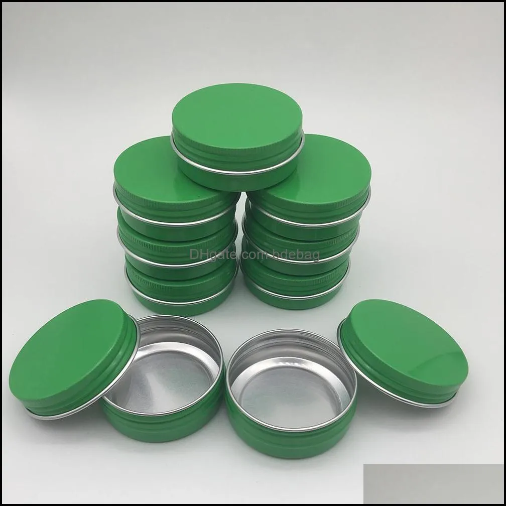 1Oz/30ml 30g green Aluminum Tin Jars Cosmetic Sample Metal Tins Empty Container Bulk Round Pot Screw Cap Lid new packing