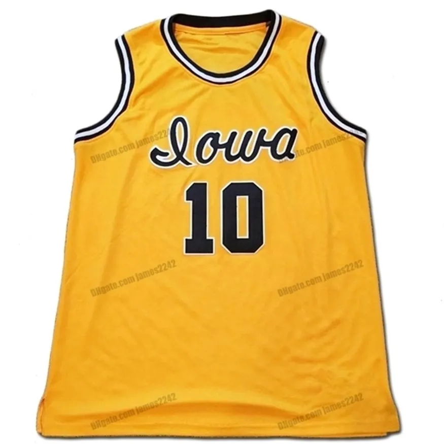 Nikivip Custom Retro BJ Armstrong #10 Iowa Hawkeyes College Basketball Jersey heren genaaid geel elke naam Nummer maat S-4XL Vest Jerseys
