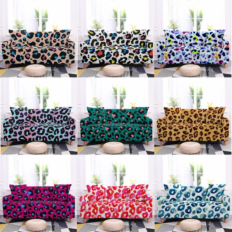 Stol täcker färgglada leopardtryck hushåll 3 sätes soffa borttagbar armstöd handduk tvättbar soffa för vardagsrum sovrum