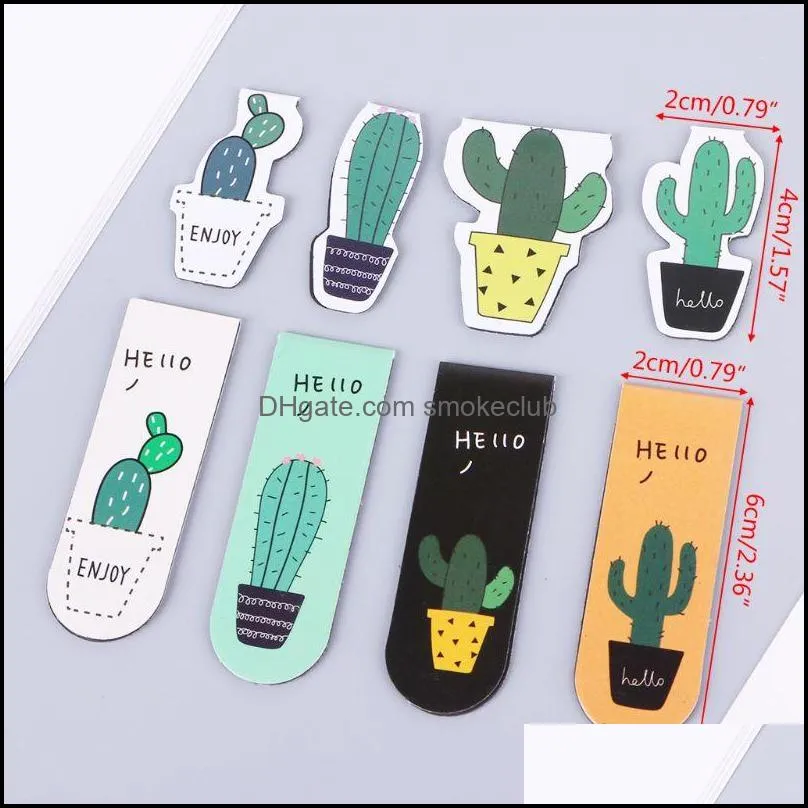 Poplular Cute Cactus Magnetic Bookmarks Book Page Marker Student Stationery Supplies Gift