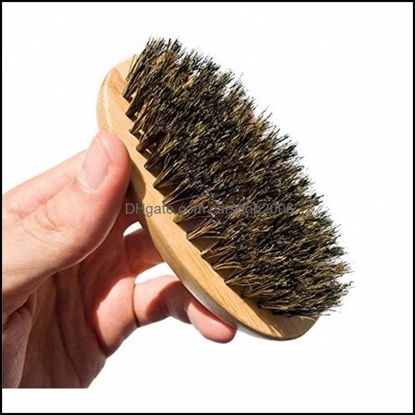 Bamboo Beard Brush Boar Bristles Wooden Oval Facial Cleaning Men Grooming No Handle Hair Brushes High Quality 4 8zc G2