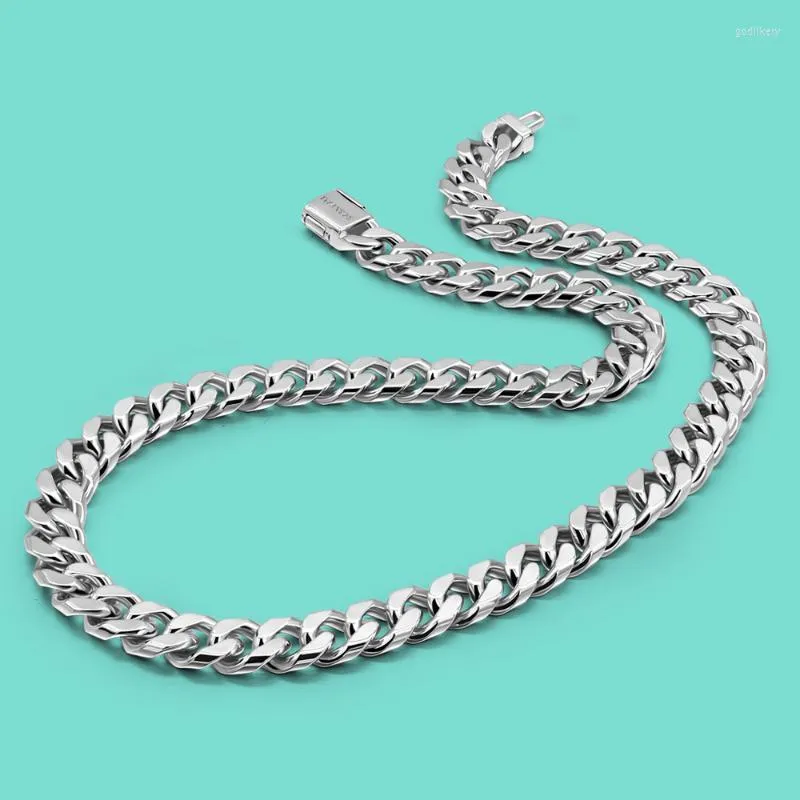 Kedjor Högkvalitativ mäns original 100% 925 Sterling Silver Necklace- 10mm Cuban Chain Hip Hop Jewelry Chokers NeckraceChains Godl22