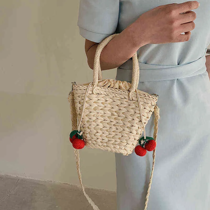 Straw Weaving Shoulder Bags for Women Summer Fashion Brand Small Flap Solid Women's Handbag New Totes Seaside Female Beach Bag G220531