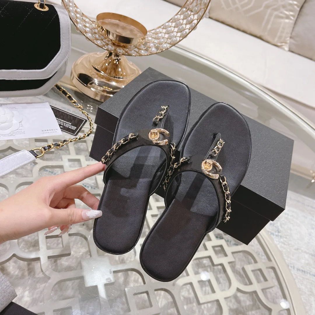 2022 Designer Women Sandals Platform Slide Ladies Leather Slippers Summer Beach Party Fashion Casual Wide Flat Heel Slipper Top Quality Size 35-40