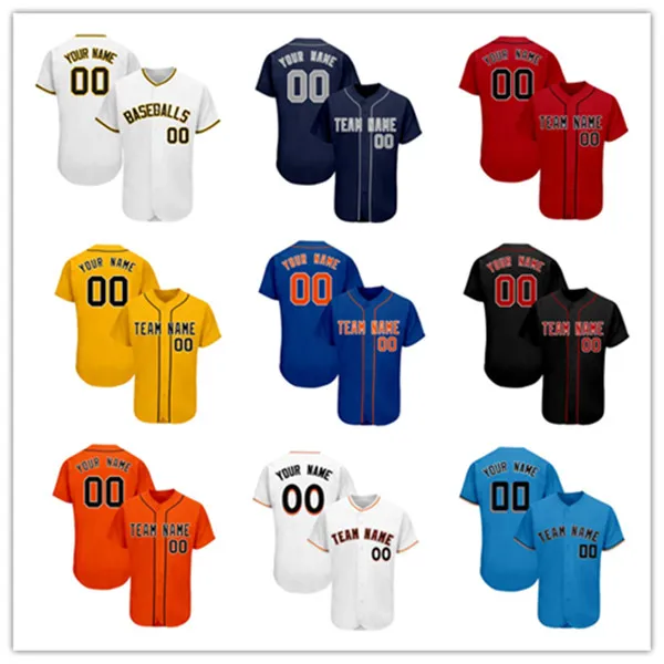 مخصص DIY تصميم البيسبول قمصان MAN MAN TEAM الزي الموحد خيار مخصصة اسم الفريق رسائل رقم رمادي أسود أسود أبيض هدايا حاضر القميص
